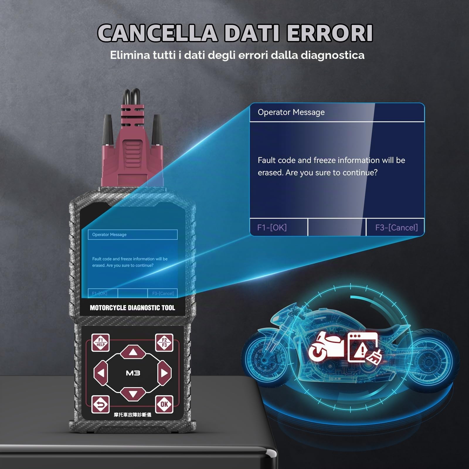 Dispositivo di diagnosi OBD2 per moto con cavo EURO-5, lettore e scanner codici errore per moto, compatibile con Yamaha 2/3/4P, Kawasaki 4-6P, Honda 4P e moto OBDII