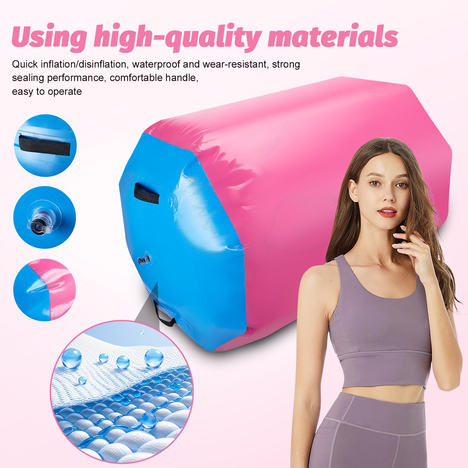 Air Roll, 90 * 70 cm Rullo ad Aria Gonfiabile Rotondo, Air Roll Gonfiabile con Pompa