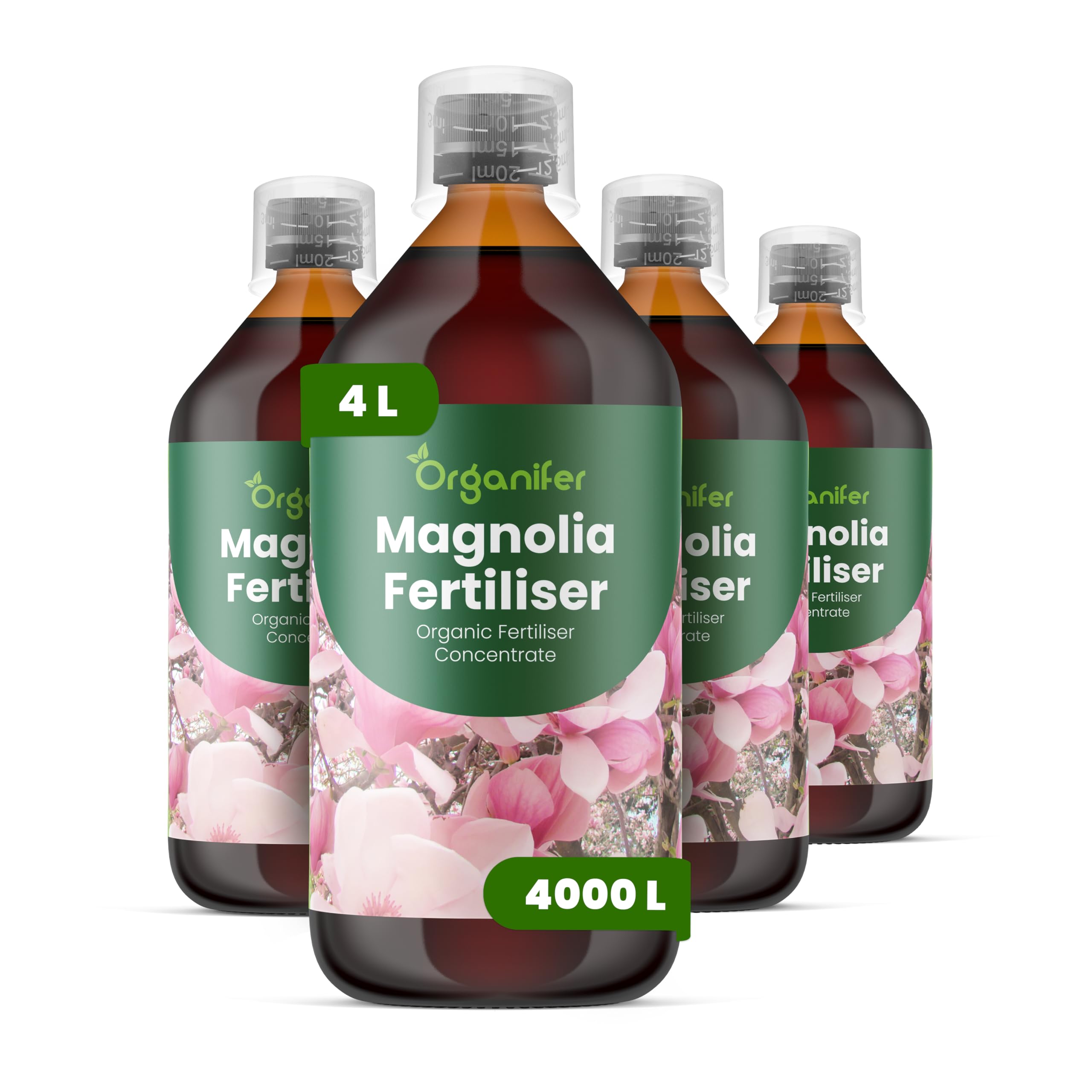Nawóz Płynny Do Magnolii - 4x1L - NPK 3-4-3 | Nawóz Płynny Dla Ogrodowych Magnolii - Drzew Ozdobnych I Roślin W Donicach - Organifer