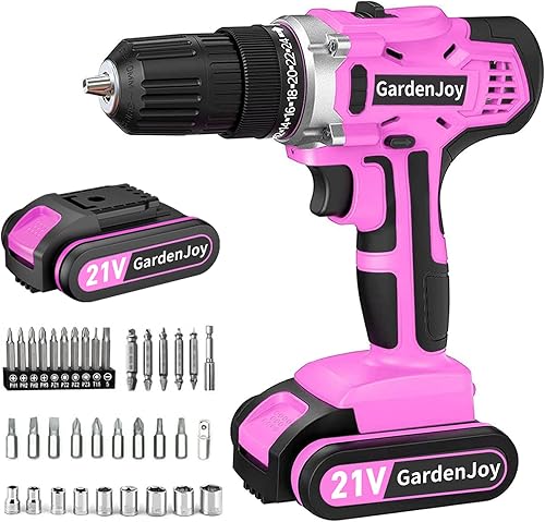 Miniatura 16 de GardenJoy Juego de taladro inalámbrico de 20 V, kit eléctrico de batería con cargador de 30 Nm, 2 velocidades, 3/8 pulgadas, mandril sin llave 24+1
