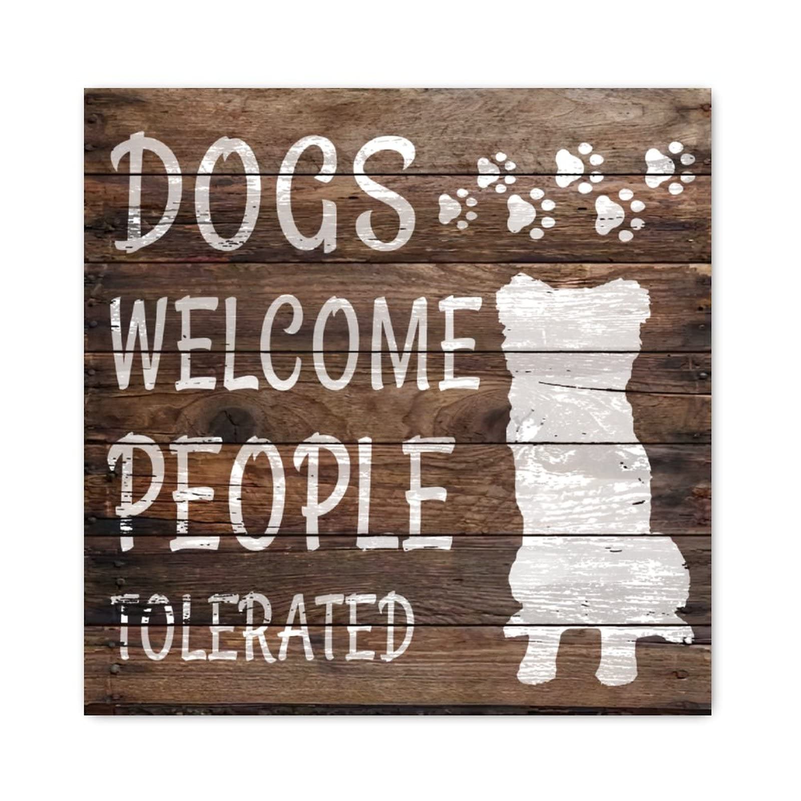 Panneau en bois Welcome People Tolerated idée cadeau pendaison de crémaillère