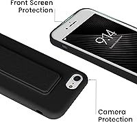 Vista 5 de Funda de silicona con soporte de LAUDTEC compatible con iPhone 7/8/SE, soporte de metal con soporte de pie vertical y horizontal, cubierta flexible