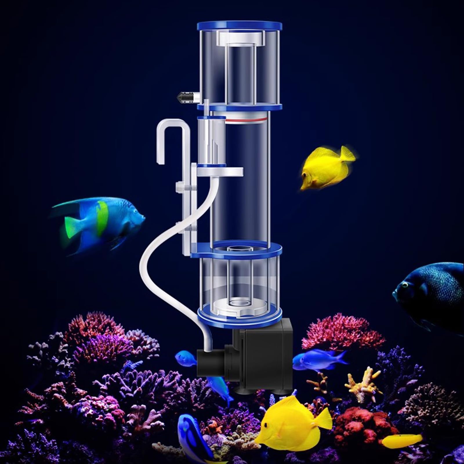 COYEUX Skimmer de Superficie para Acuario, Skimmer de proteínas, Bomba Sumergible silenciosa de CC, Flujo de 730L/hora, para pecera de Arrecife Marino de Agua Salada de 100L-150L