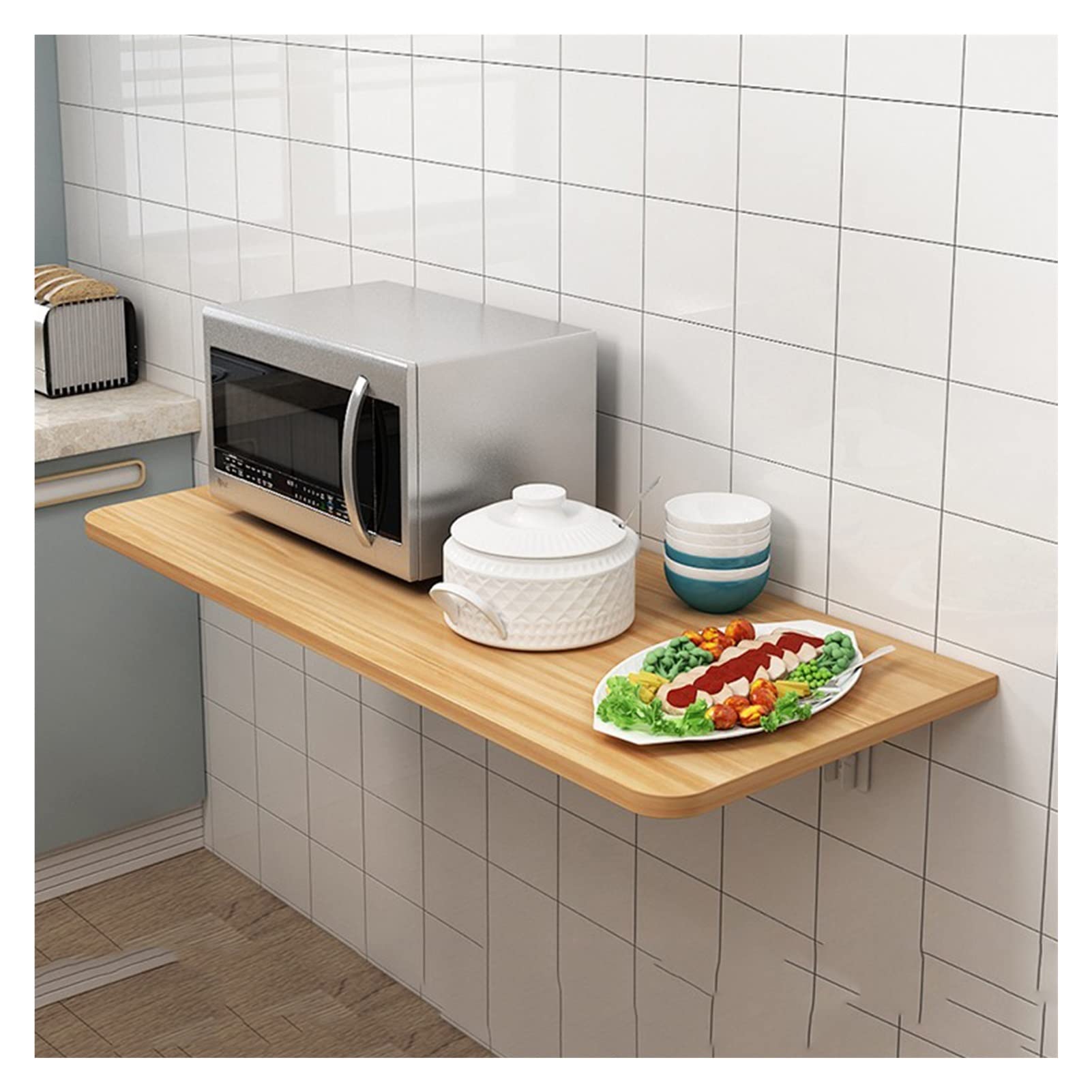 Table pliante murale de cuisine table flottante suspendue bois 40x60