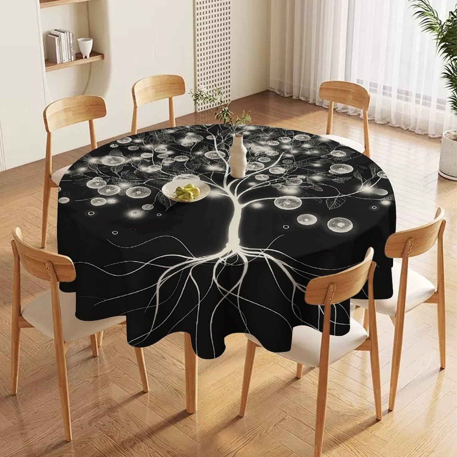 Nappe de table ronde en tissu imperméable haut de gamme pour intérieur chic