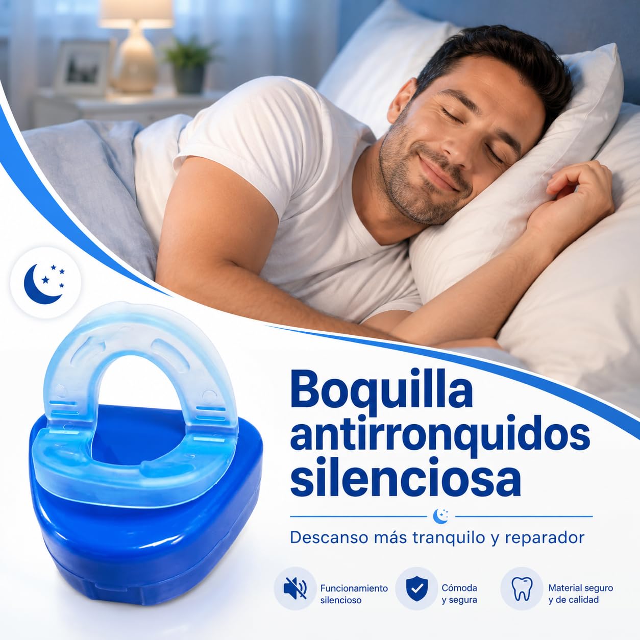3 pcs Férula Antirronquidos Ajustable para Dormir, Dispositivos Anti Ronquidos, Dispositivo de Avance Mandibular Termomoldeable, Antironquidos Para Mayor Comodidad Y Fácil Respiración