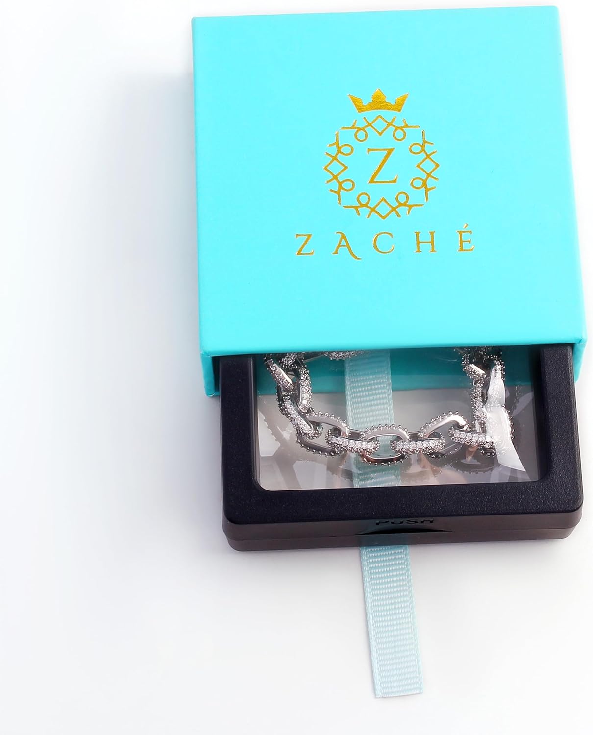 Silver Plated White Cubic Zirconia Pave Bracelet,Bling CZ O-chain Hip Hop Cuban Bracelets Tennis Bracelet for Women Men Jewelry,7.2" - Image 6