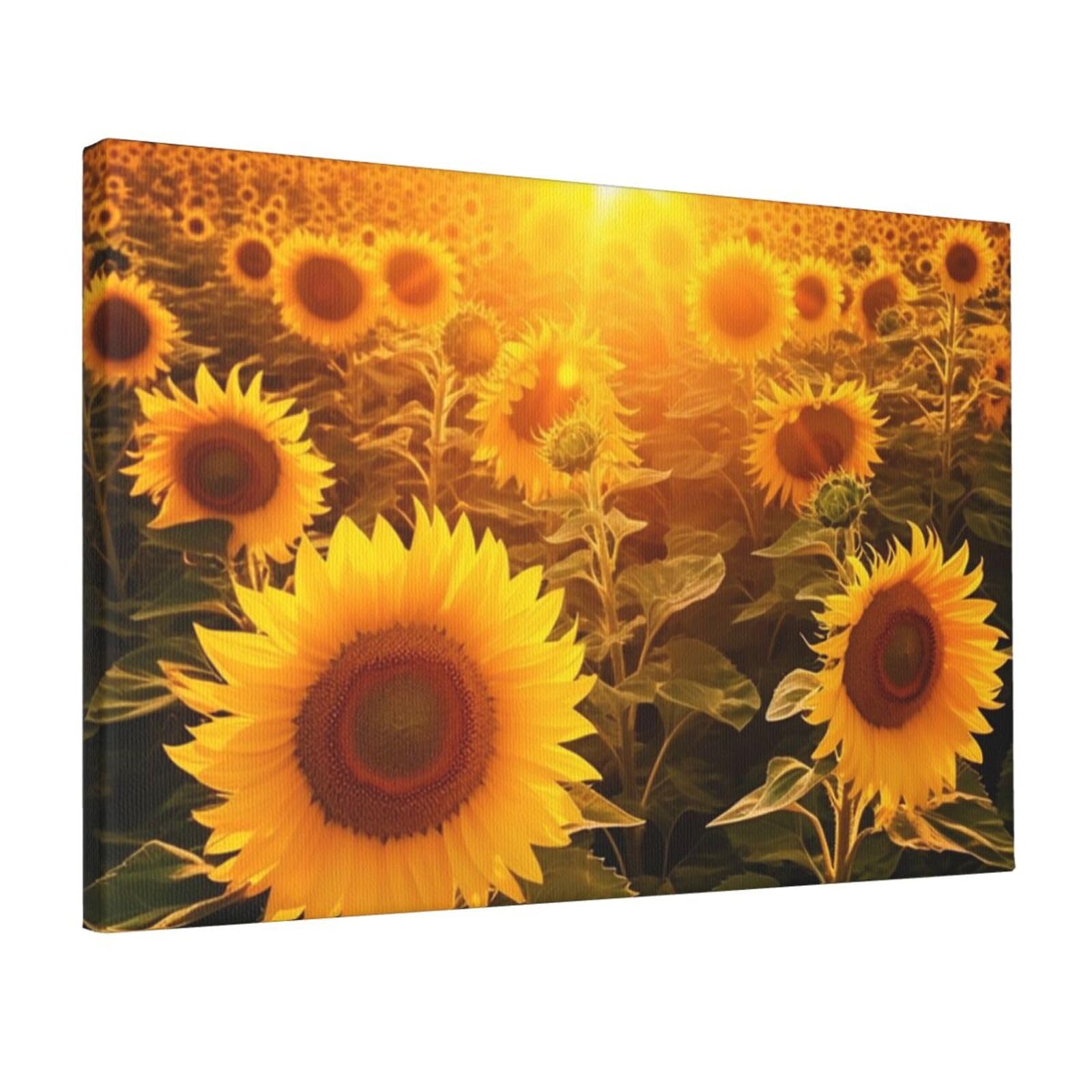 Canvas Wall Art for Living Room Wall Decor 12"x18" Modern Artwork Painting Pictures Hanging Canvas Prints Sunshine Sunflower Field Aesthetic Wall Art for Bedroom Bathroom Office Wallart Decor