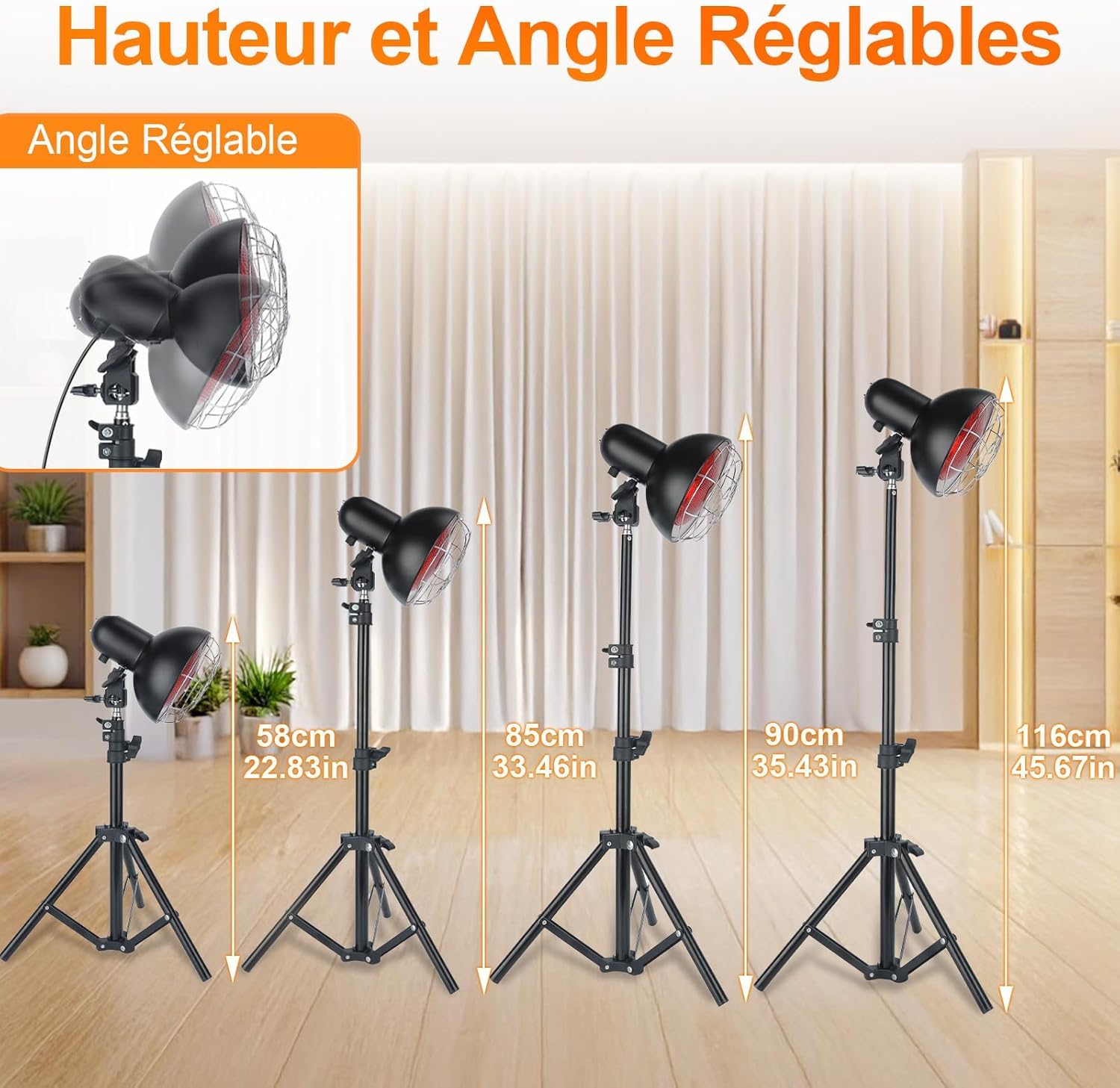 Lampe infrarouge 150W, température réglable