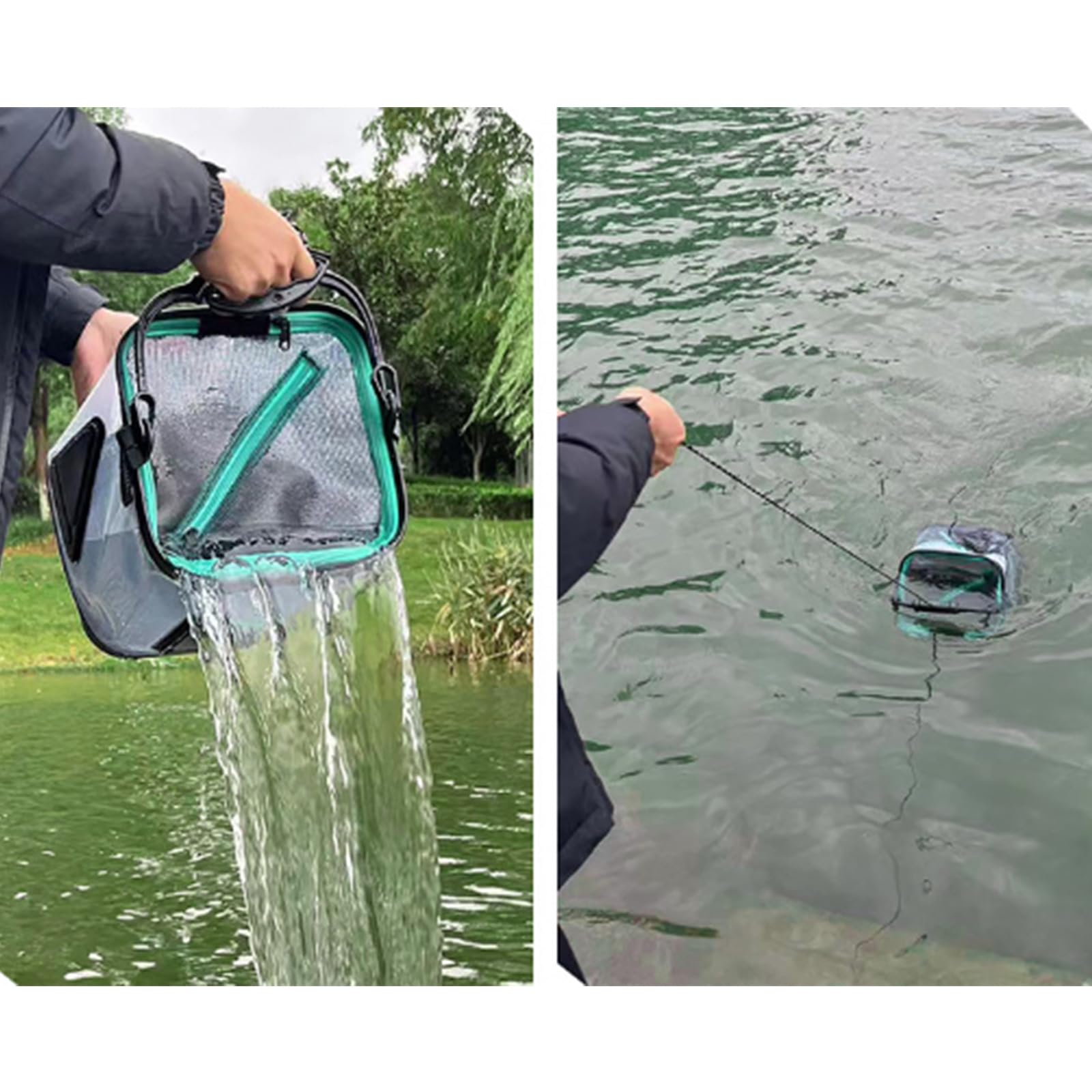 Contenitore per Acqua Pieghevole da 8/13 Litri, Secchio da Pesca con Corda, Grande capacità, Secchio da Trasporto, Secchio da Pesca da Campeggio Portatile