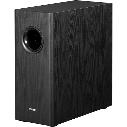 Edifier T5s Powered Active Subwoofer with 70W RMS, 8" Long-Throw Woofer, Deep Bass (35Hz) Speaker, Built-in Amp, Low Distortion, Phase Selector & Energy-Efficient for Home & Studio Audio, Black