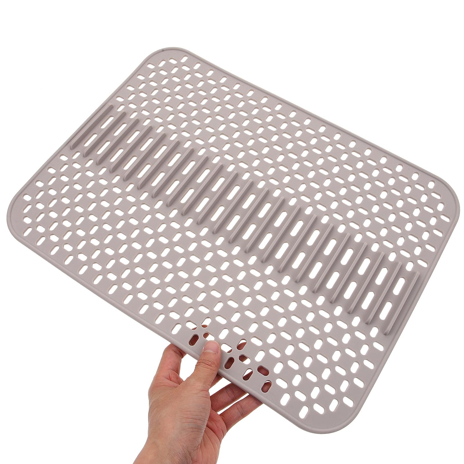 Silikon Spülbeckenschutzmatte 43x32cm Quadratisch Wärmeisolierend und Spülmaschinenfest mit Ablauflöchern zum Schutz der Küchenspüle und Geschirrtrocknung