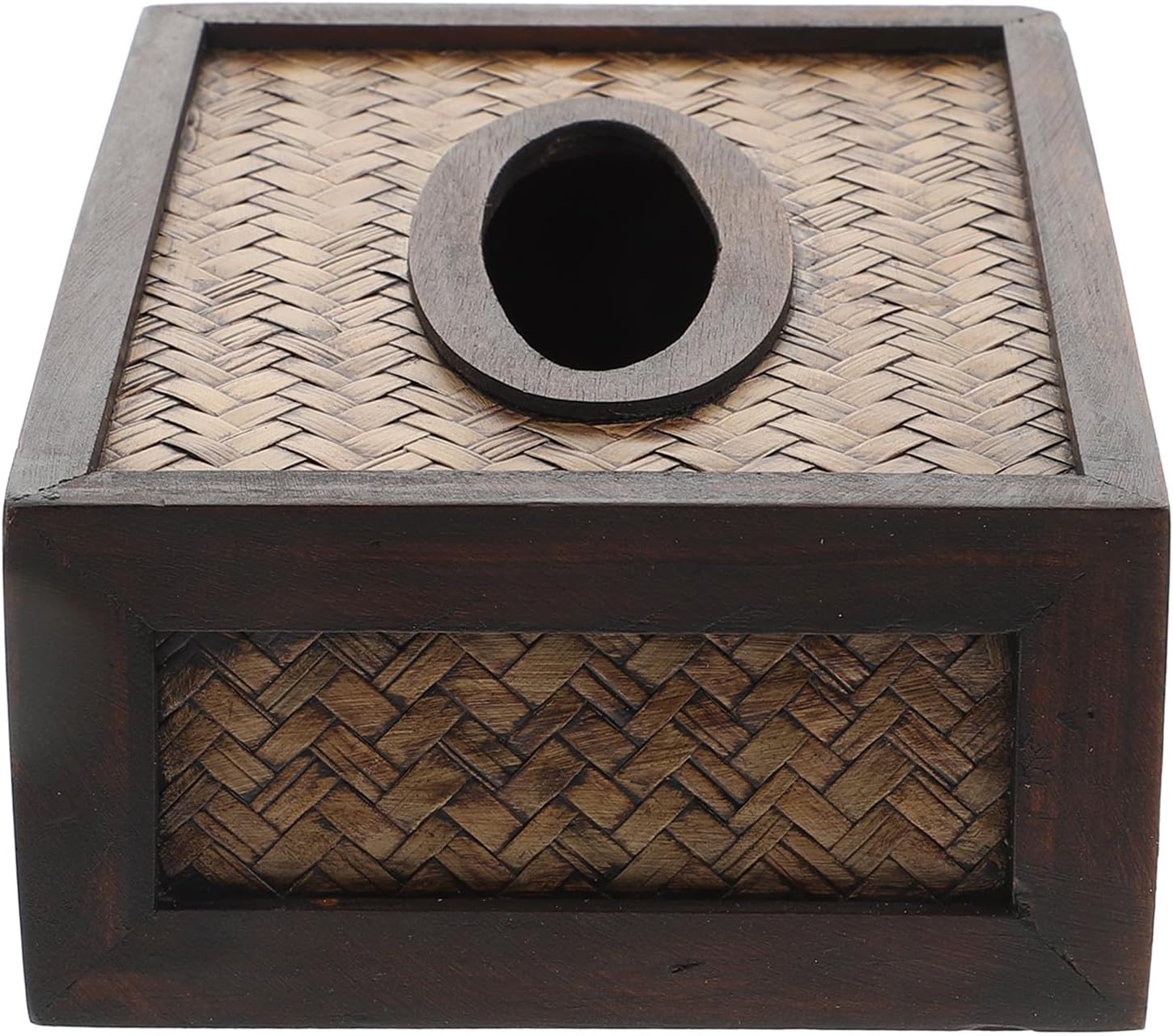 Retro Rattan Woven Tissue Box Small Size Desktop Tissue Organizer Decorative Holder for Living Room and Household Bathroom Use