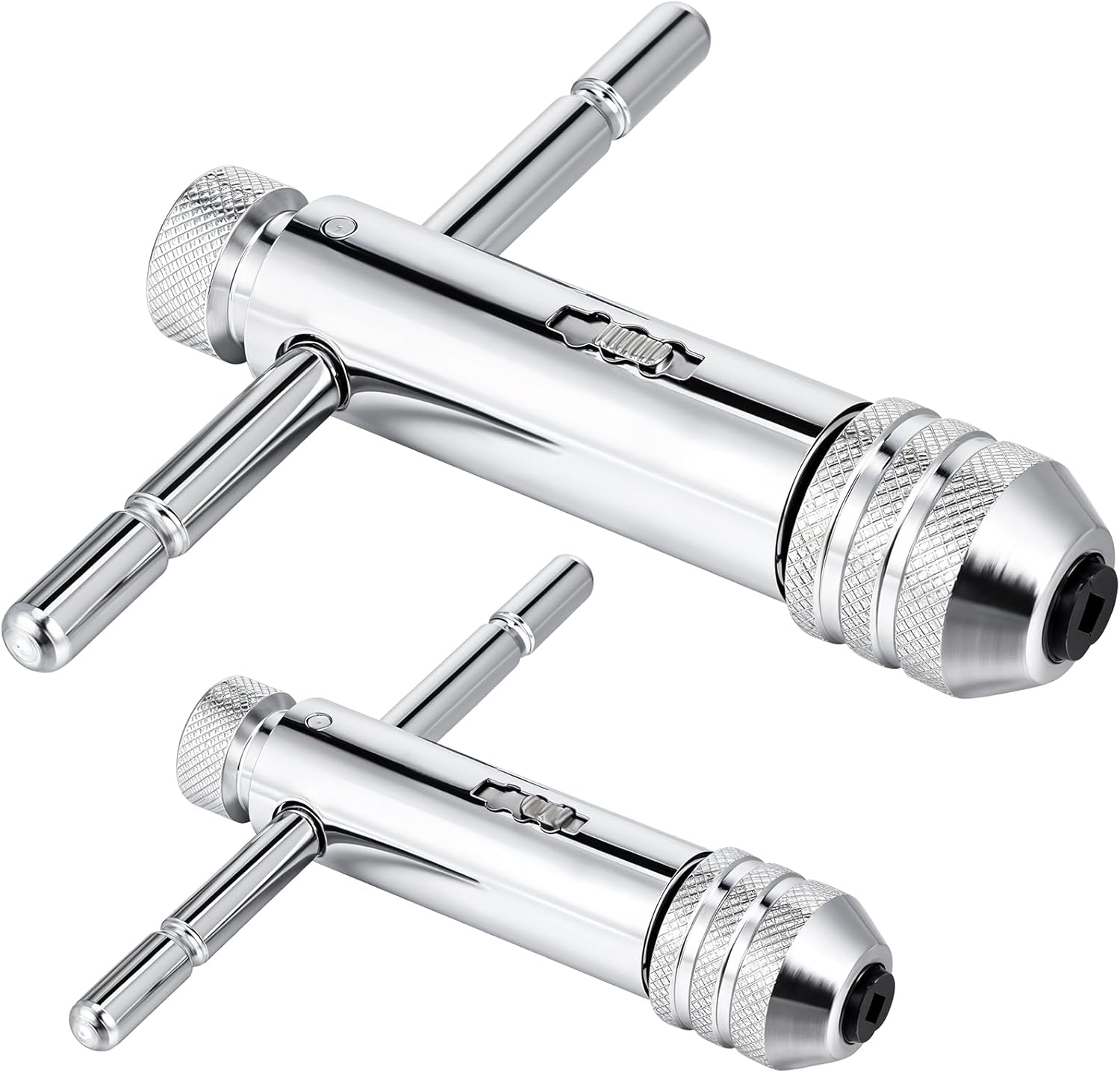 2Pcs Ratchet T Handle Tap Wrench, Adjustable T Bar Handle Holder Ratcheting Tap Wrench for Metric M3-M8 / M5-M12 Thread Screw Taps