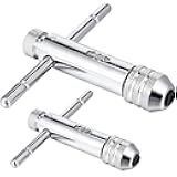 JOUTYFOR 2Pcs Ratchet T Handle Tap Wrench, Adjustable T Bar Handle Holder Ratcheting Tap Wrench for Metric M3-M8 / M5-M12 Thread Screw Taps