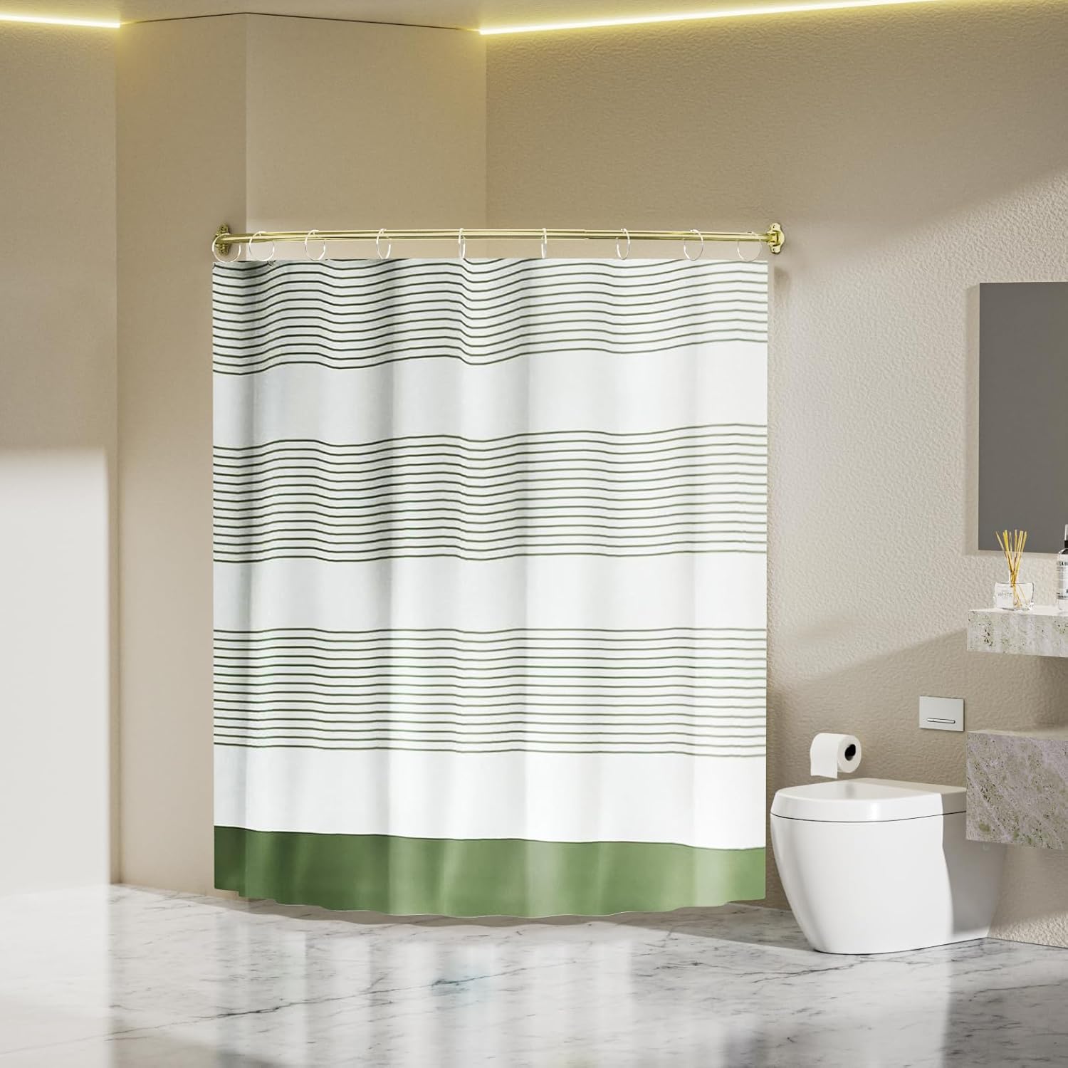 Chrsouly Curved Shower Rod, Adjustable 40-72 Inches Extra Wide Shower Curtain Rod, Rust Proof Heavy Duty Curved Shower Rods for Bathroom, Bathtub, Need to Drill, Gold
