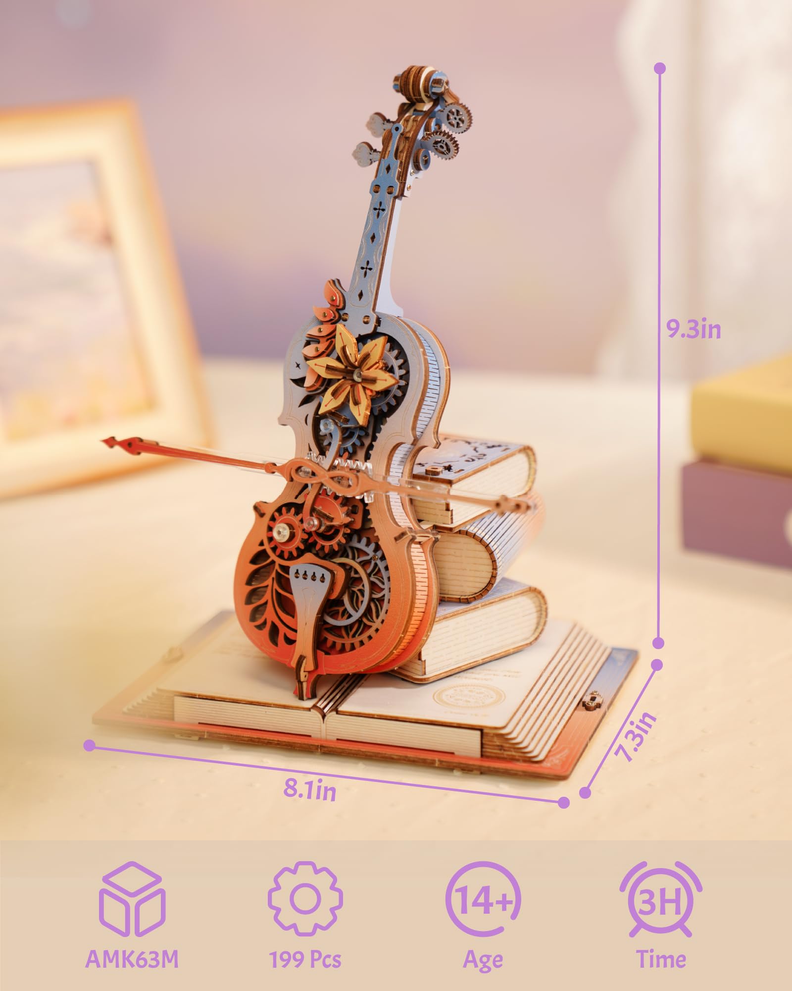 ROKR Drewniane modele puzzli 3D, zestawy dla dorosłych do budowania, drewniane modele, magiczna pozytywka, model mechaniczny, prezenty urodzinowe dla nastolatków i dorosłych (Symfonia wspaniałych snów