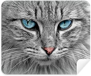 Grey Cat Animal Stare Blue Eyes Cleaning Cloth Screen Cleaner 2pcs Suede Fabric