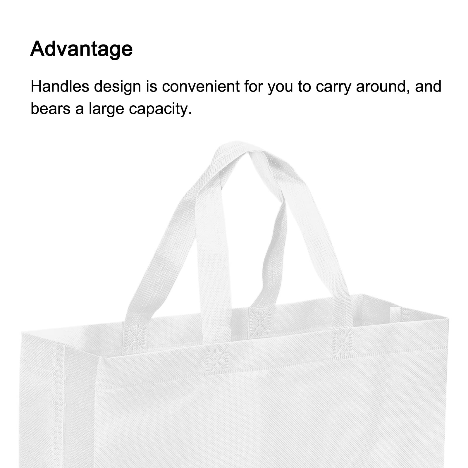 PATIKIL 30x40cm Reusable Gift Bags, 10 Pack Horizontal Style Non-Woven Grocery Tote Bag for Travel Storage White - Image 4