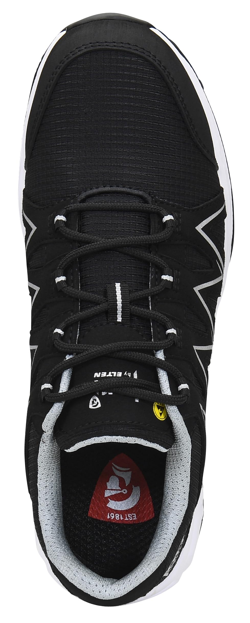 ELTEN Jori półbuty ochronne jo_Speedy Black-Silver Low ESD S3 (oddychające, ochrona przed przebiciem, z tworzywa sztucznego, antypoślizgowe, lekkie), czarny, 46 EU