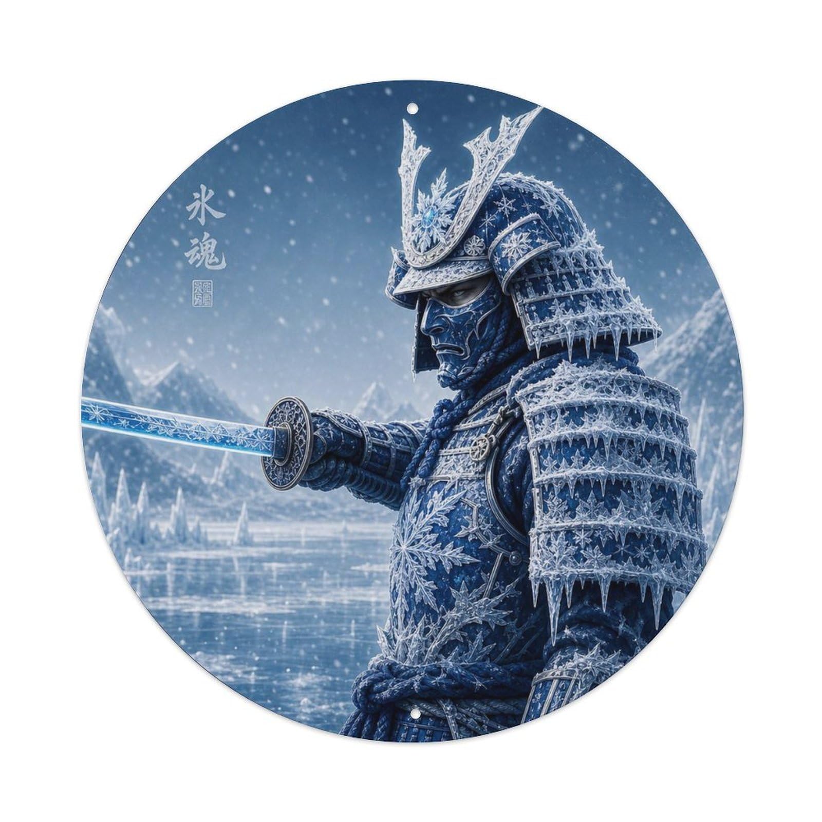 Olyhtr 8X8inch Classic Style Crimson Sapphire Frost Side Blade Point Forward Token Metal Tin Sign