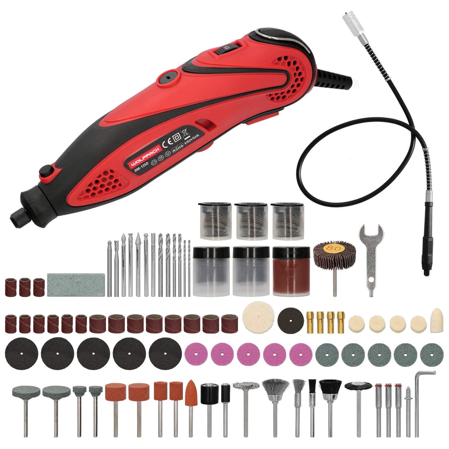 WOLFPACK LINEA PROFESIONAL Multiherramienta 135 Watt. Con 210 Accesorios y Maletin. Herramienta Multifunción, Mini Taladro, Herramienta Rotativa, Amoladora