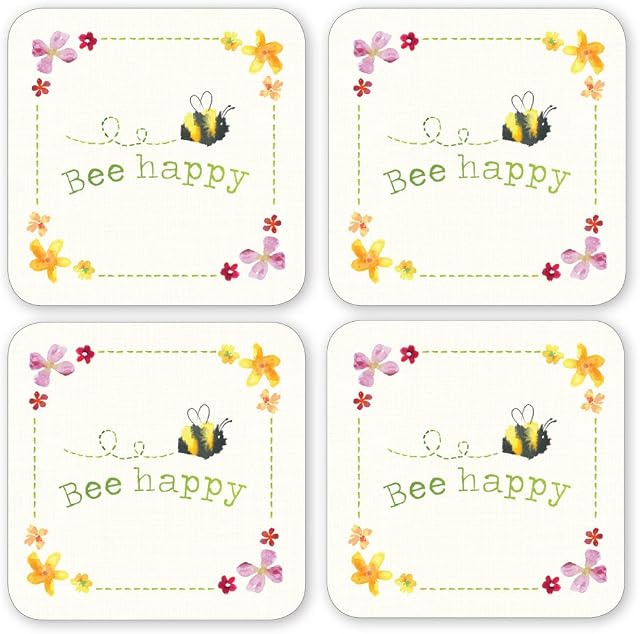 Cooksmart BEE HAPPY set of 4 coasters