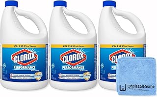 Clorox Bleach Liquid Cleaner for Laundry and Bathroom, HE Performance Bleach, 121 oz. Bottle 3 Pack, Wholesalehome Cleanin...