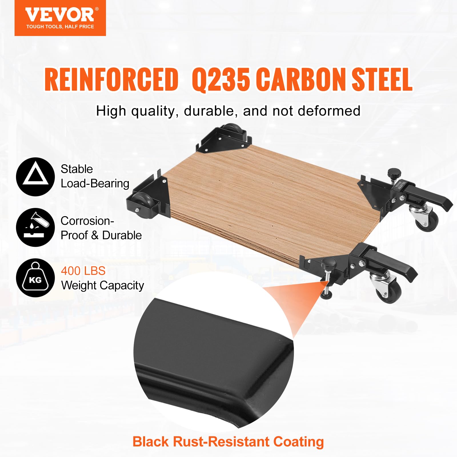VEVOR Base Móvil de Capacidad de 181,4 kg Ajustable de 241,3x241,3mm hasta el Infinito Soporte de Base Móvil Universal Resistente con Ruedas Giratorias para Equipos de Carpintería, Muebles, Máquinas