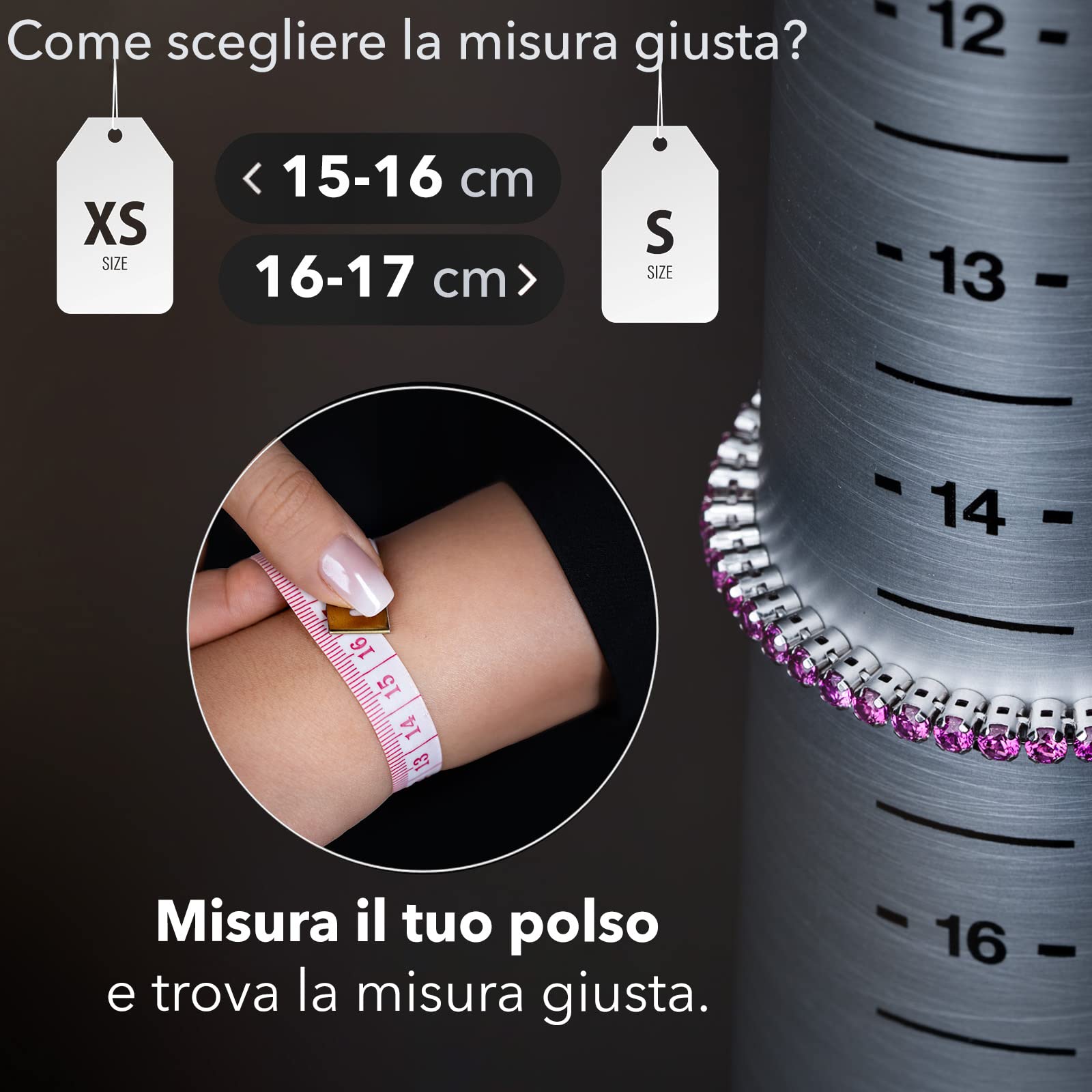 Bracciale Tennis Unisex - Argento 925 per Donna e Uomo