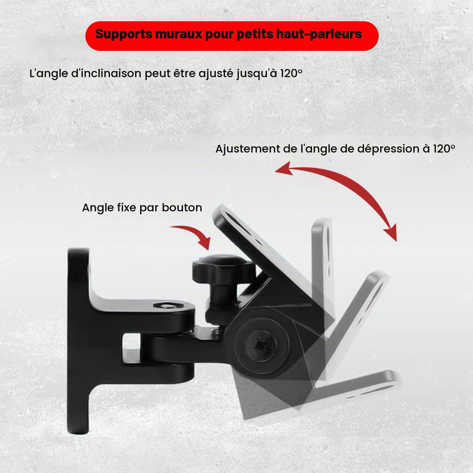BS-218pro Support Mural pour Enceintes pour Petites Enceintes, Support Enceinte Murale, Poids Max 30 lbs (2 Packs Noirs)