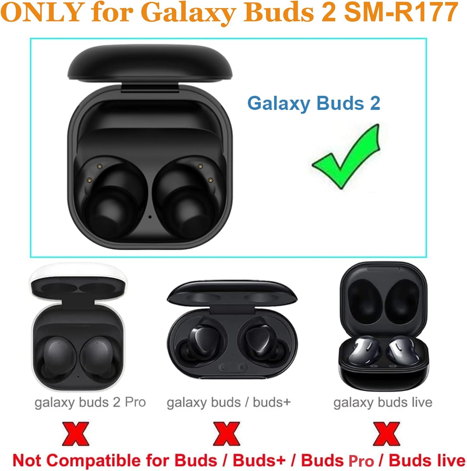 Threeeggs for Galaxy Buds 2 Charging Case, Replacement Charger Station Cradle Charge Box with USB-C Cable Cord for Samsung SM-R177 Earbuds - Image 2