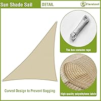 Vista 4 de Toldo triangular derecho, color beige, 8 x 13 x 15 pies, tela permeable al aire, toldo resistente para patio, jardín, al aire libre