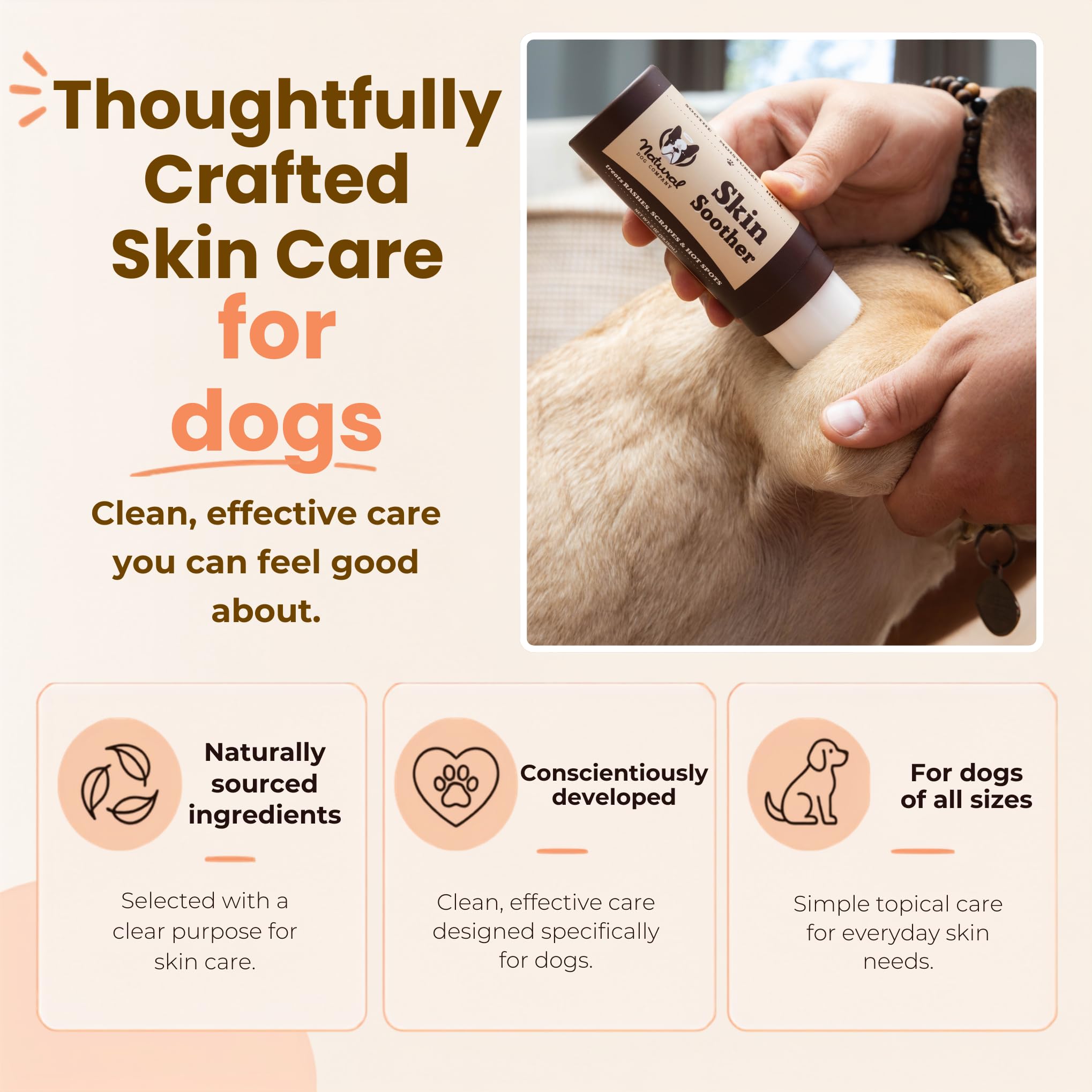 Natural Dog Company - SOOTHER SKIN | Całkowicie naturalny, organiczny, wegański balsam do suchej, swędzącej skóry, podrażnień skóry, drobnych cięć, Scrapes, ugryzień dla owadów i więcej - STICK (5 ml)
