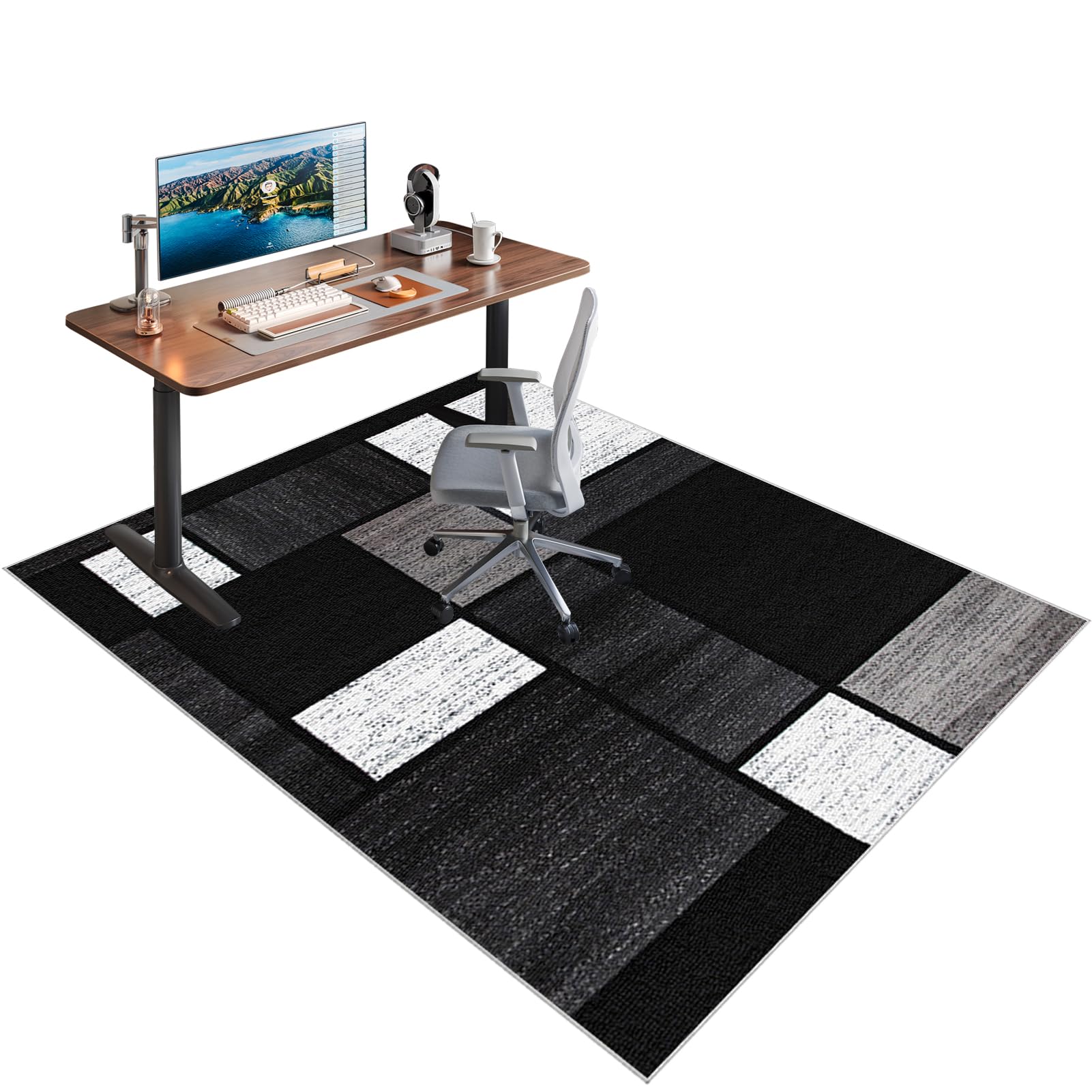 Hartboden Stuhlmatte Bürostuhlmatte Home Office Stuhlmatte rutschfeste Schutzmatte für Bürostühle geeignet für Parkett Laminat Fliesenböden Gaming Stuhl Unterlage Bürostuhl Teppich 80 x 120 cm