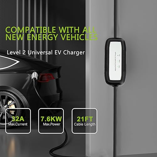 Miniatura 9 de AplysiaTech Portable EV Charger Level 1, 15Amp 110V, Electric Vehicle Charger with 21Ft Extension Cord,NEMA 5-15P for Plug-in Home EV Charging