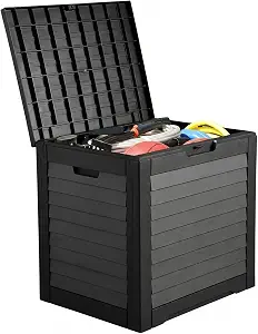 YITAHOME 35 Gallon Outdoor Storage Box, Waterproof Resin Deck Box with Lockable Lid for Patio Furniture Cushions and Garden Tools