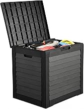 YITAHOME 35 Gallon Outdoor Storage Box, Waterproof Resin Deck Box and Package Delivery with Lockable Lid for Patio Furniture Cushions, Pool Accessories, Garden Tools, Black