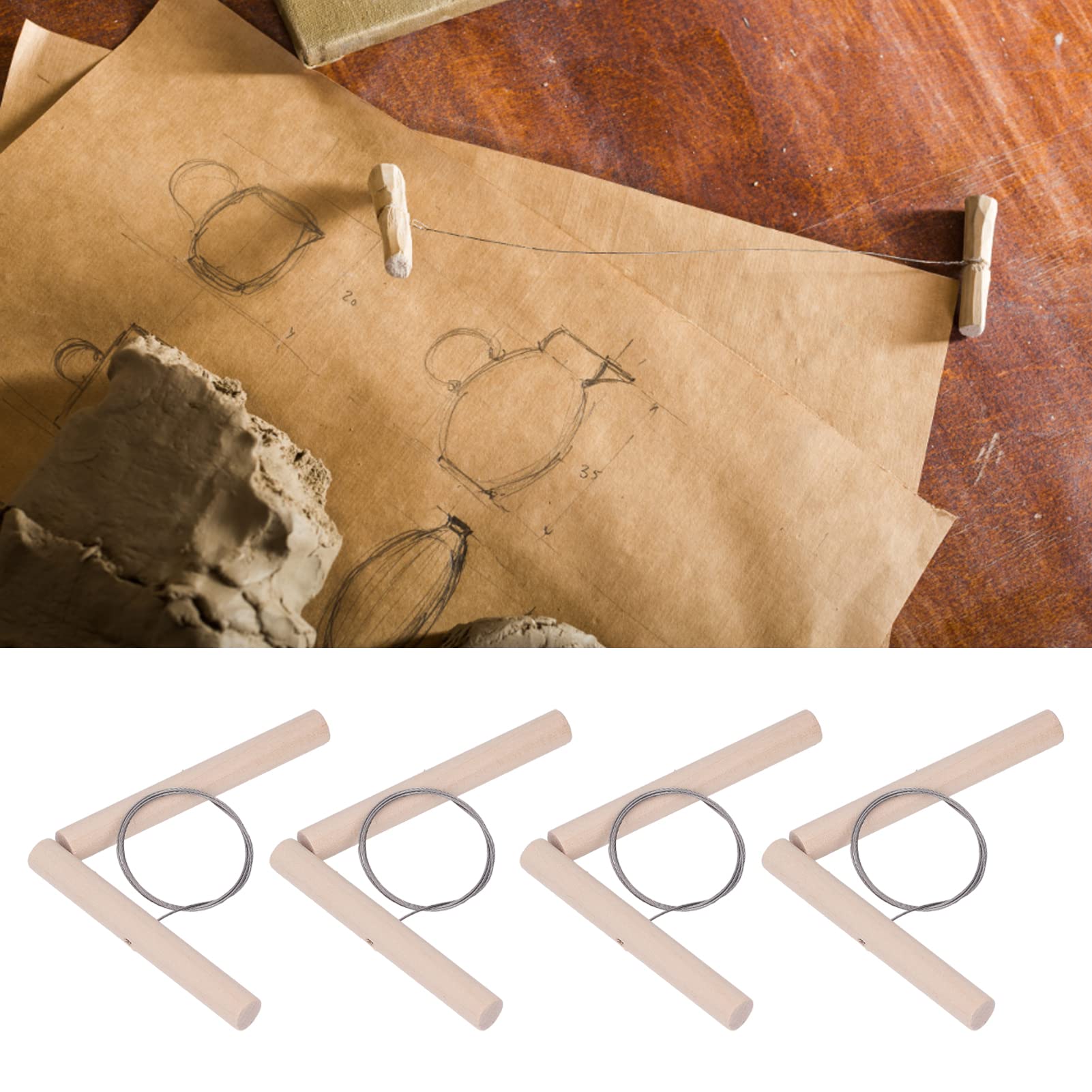 TOPINCN 5PCS Wire Clay Cutter Cheese Wire Cutter Pottery - Image 2