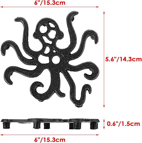 Miniatura 3 de Sumnacon Salvamanteles de hierro fundido de 9.4 x 6.1 pulgadas, resistente al calor, salvamanteles de hierro para platos calientes, tetera,
