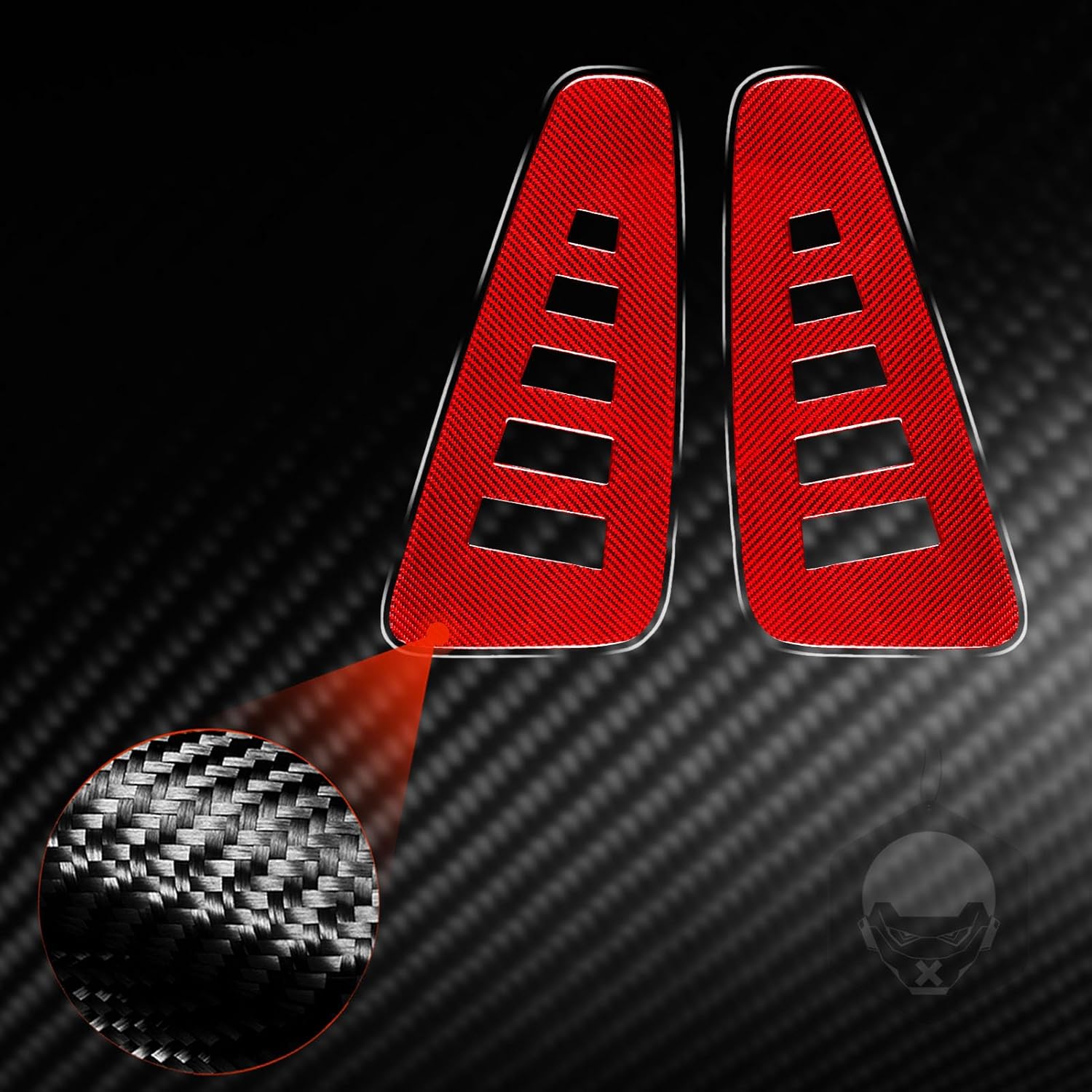 Real Soft Carbon Fiber Rear Side Louvers Window Panel Decoration Decal 2pcs Premium Sticker Cover Interior Trim Accessories Compatible with Ford Mustang GT Shelby 2009 2010 2011 2012 2013 2014 Red