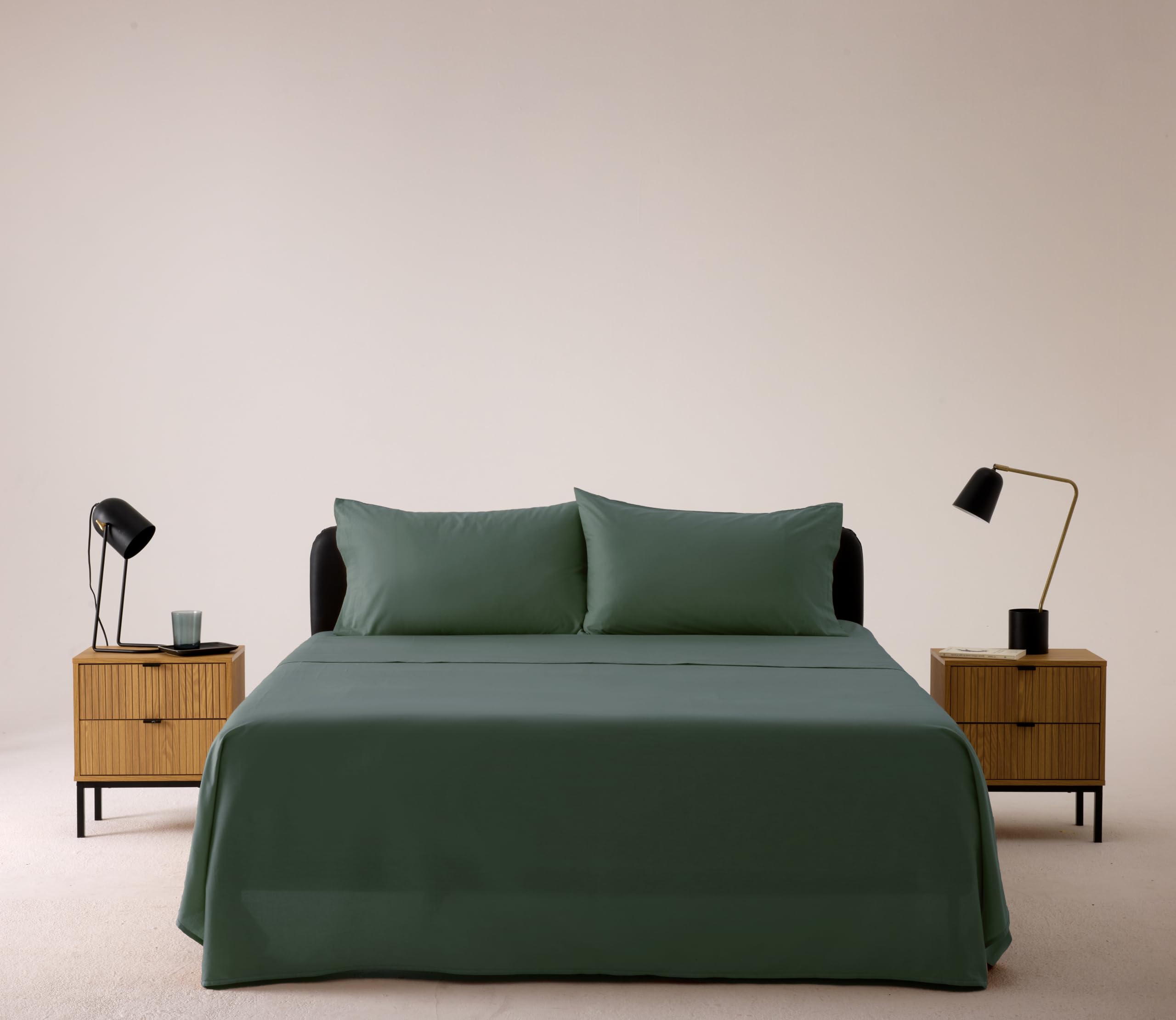 Bassetti Completo Letto Matrimoniale, Salvia, 100% Cotone, 240X280 cm, Set Lenzuola, Parure, Lavabile In Lavatrice, Lenzuolo Sopra, Lenzuolo Sotto Con Angoli, 2 Federe
