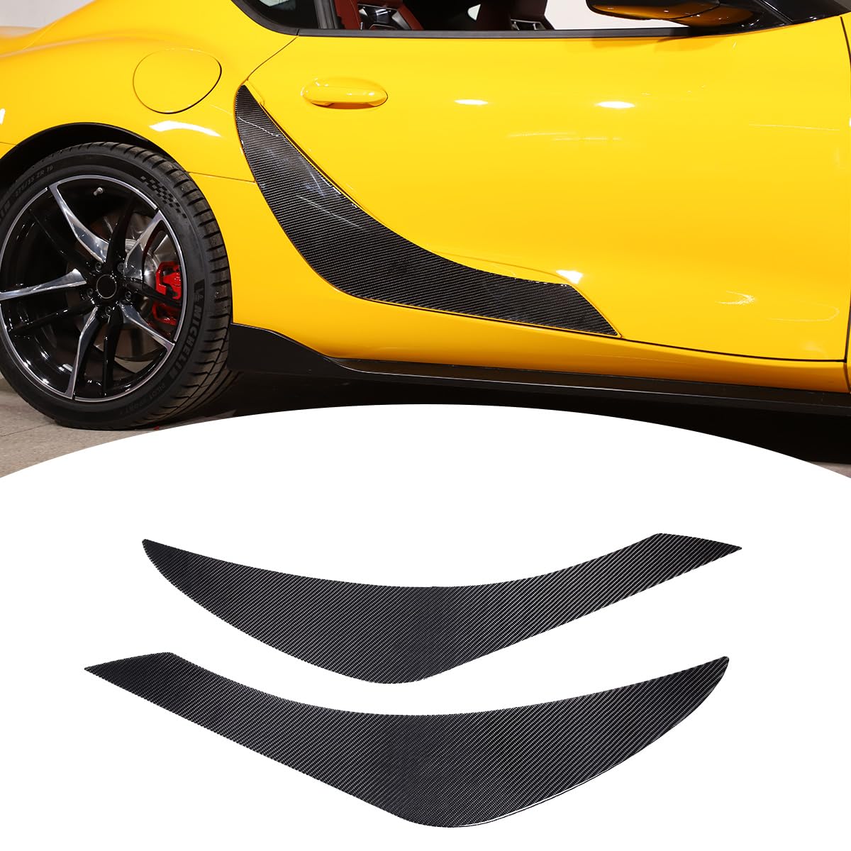Soft Real Carbon Fiber Car Outer Door Body Trim Sticker 2PCS Fit for Toyota Supra GR A90 A91 MK5 2019-2022 Auto Exterior Accessories (Black Carbon Fiber)