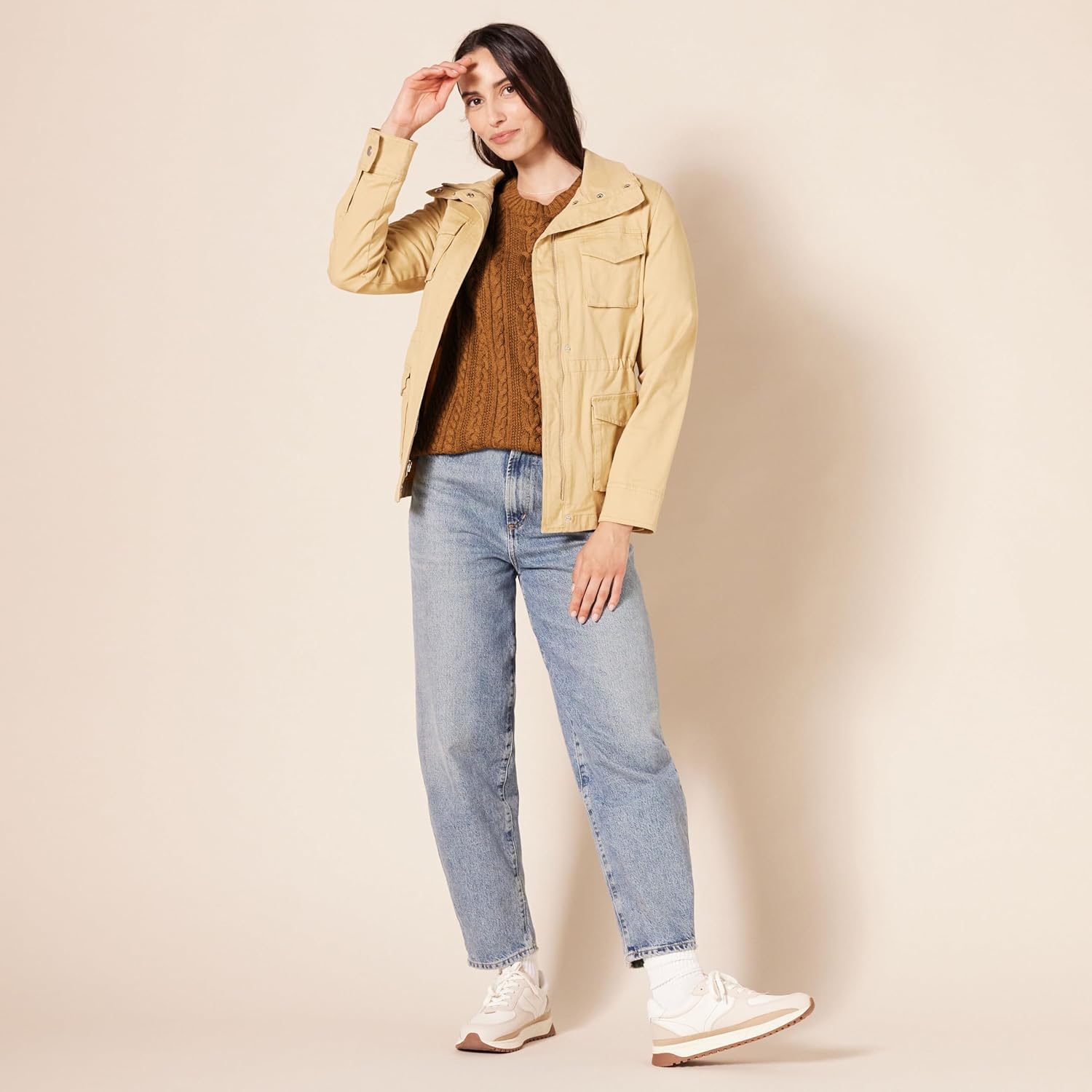 Amazon Essentials womens Fisherman Cable Crewneck Sweater