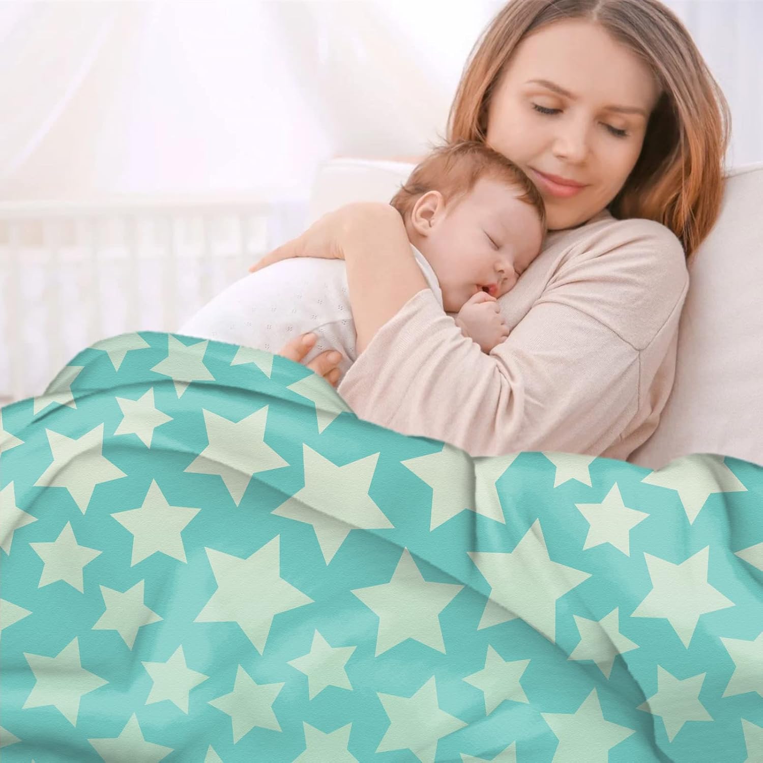 Pentagram Stars Throw Blanket Fuzzy Cozy Microfiber Fleece Super Soft Sherpa Blankets for Home Couch Bed and Sofa Car Camp… (Blue, 60"×80")