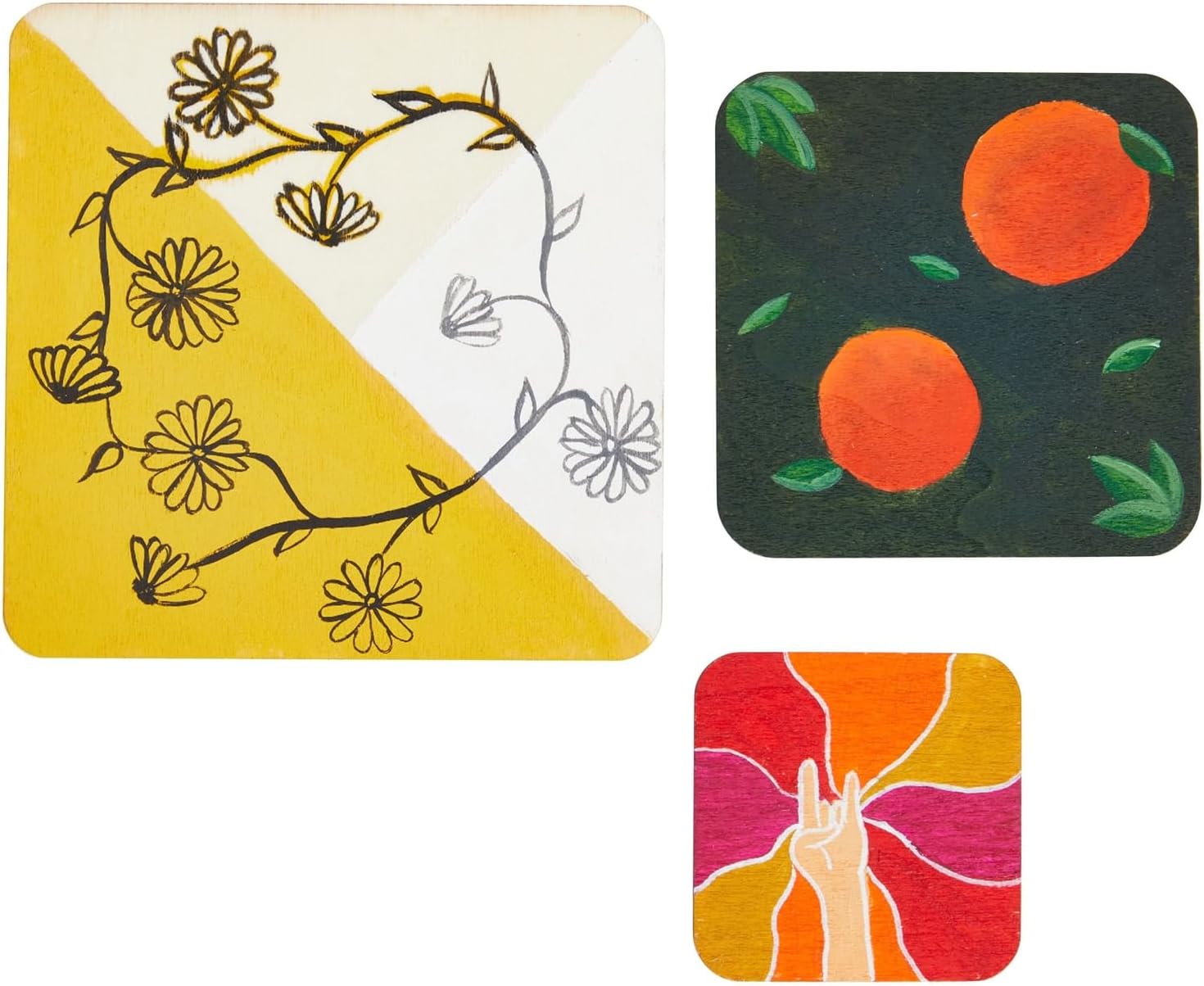 Bright Creations 70 Pack Unfinished Wood Squares for Crafts, Wood Burning, Engraving (3 Sizes, 2", 3", 4") - Wooden Pieces for Crafts