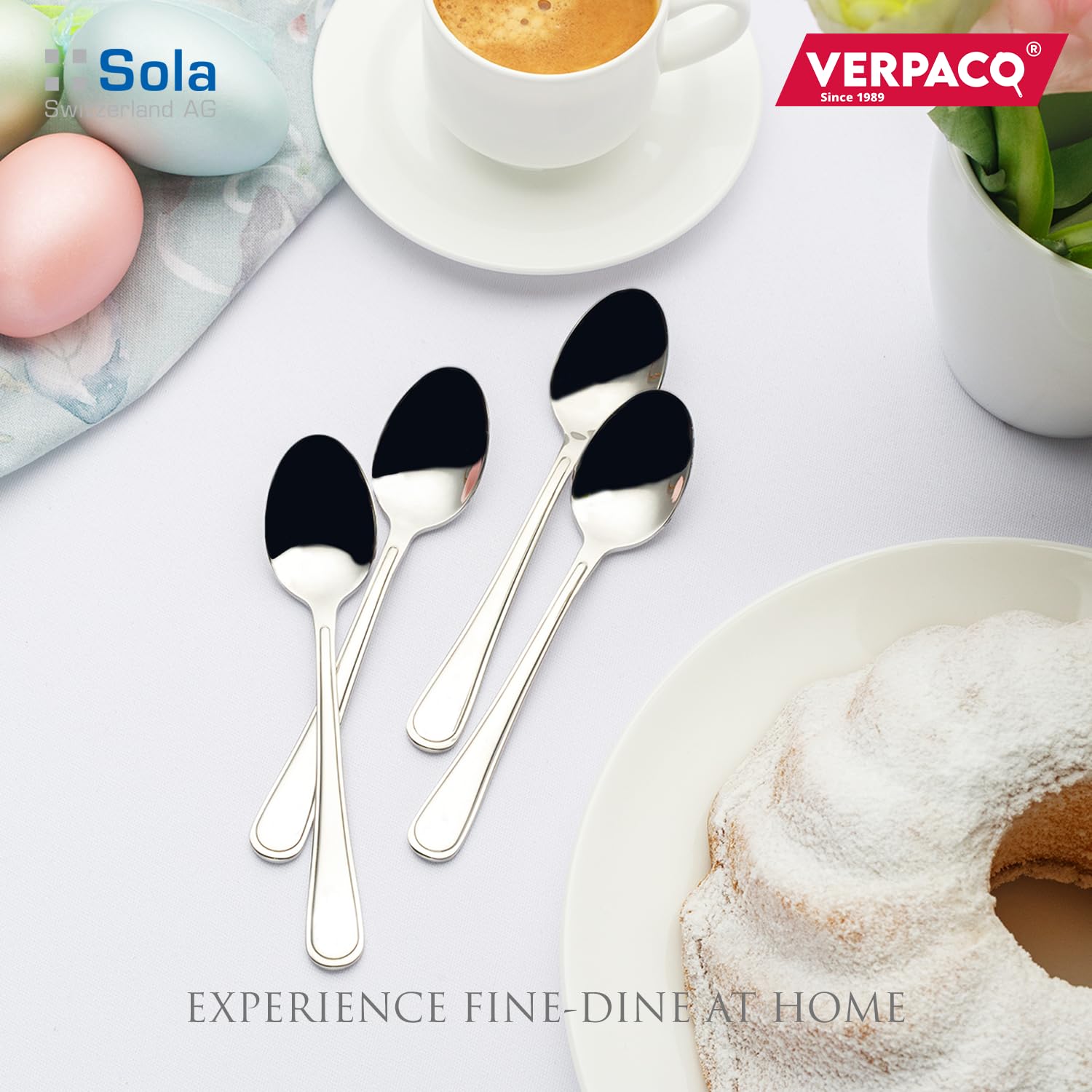 Sola Switzerland | Dinner Spoon Set of 6 | Imported Cutlery | Chromenickel Steel 18/10 (Roma) 2