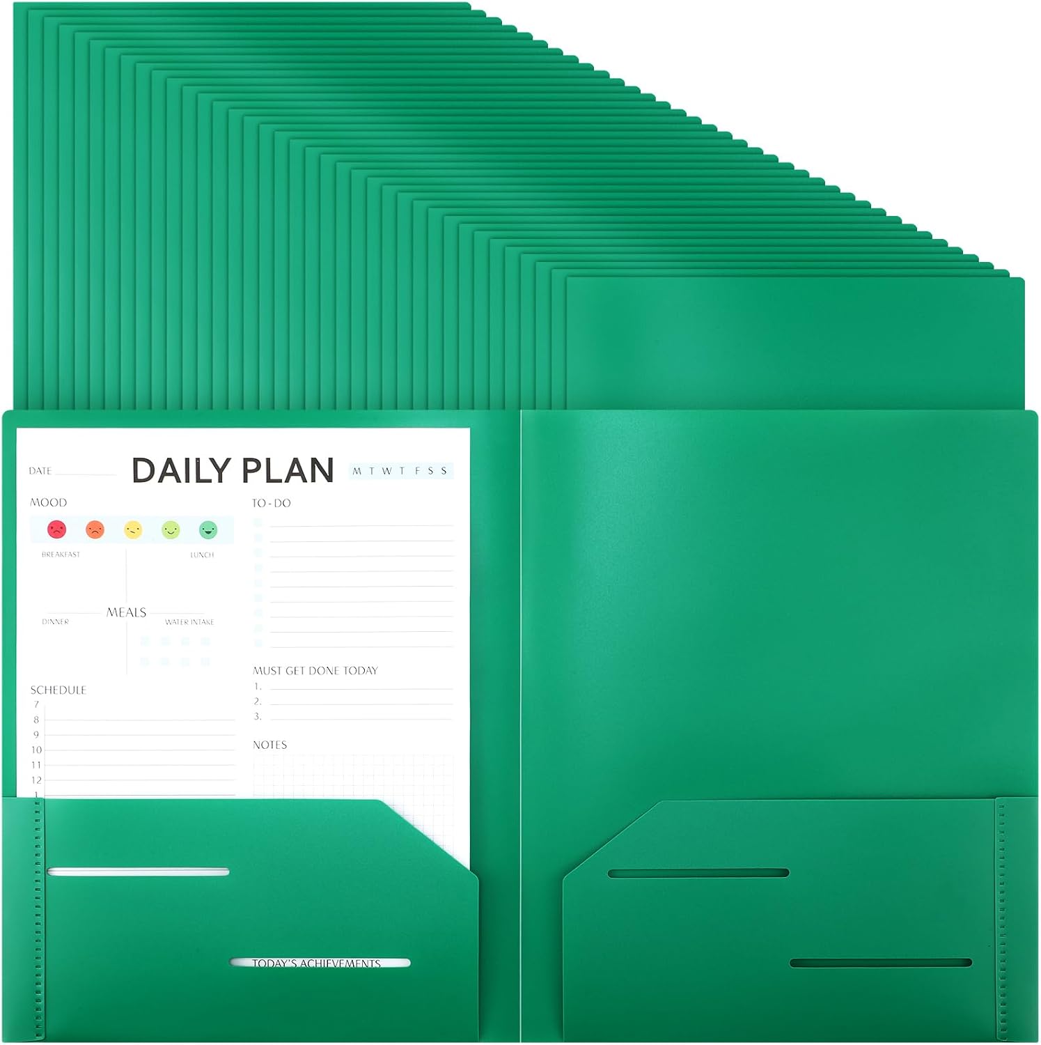 Cholemy 72 Pcs Plastic Folders with 2 Pockets 11.6 x 9.4 Inch Heavy Duty Colored Pocket Folders Fit Letter Size Paper Bulk for School Office Home Business(Green)