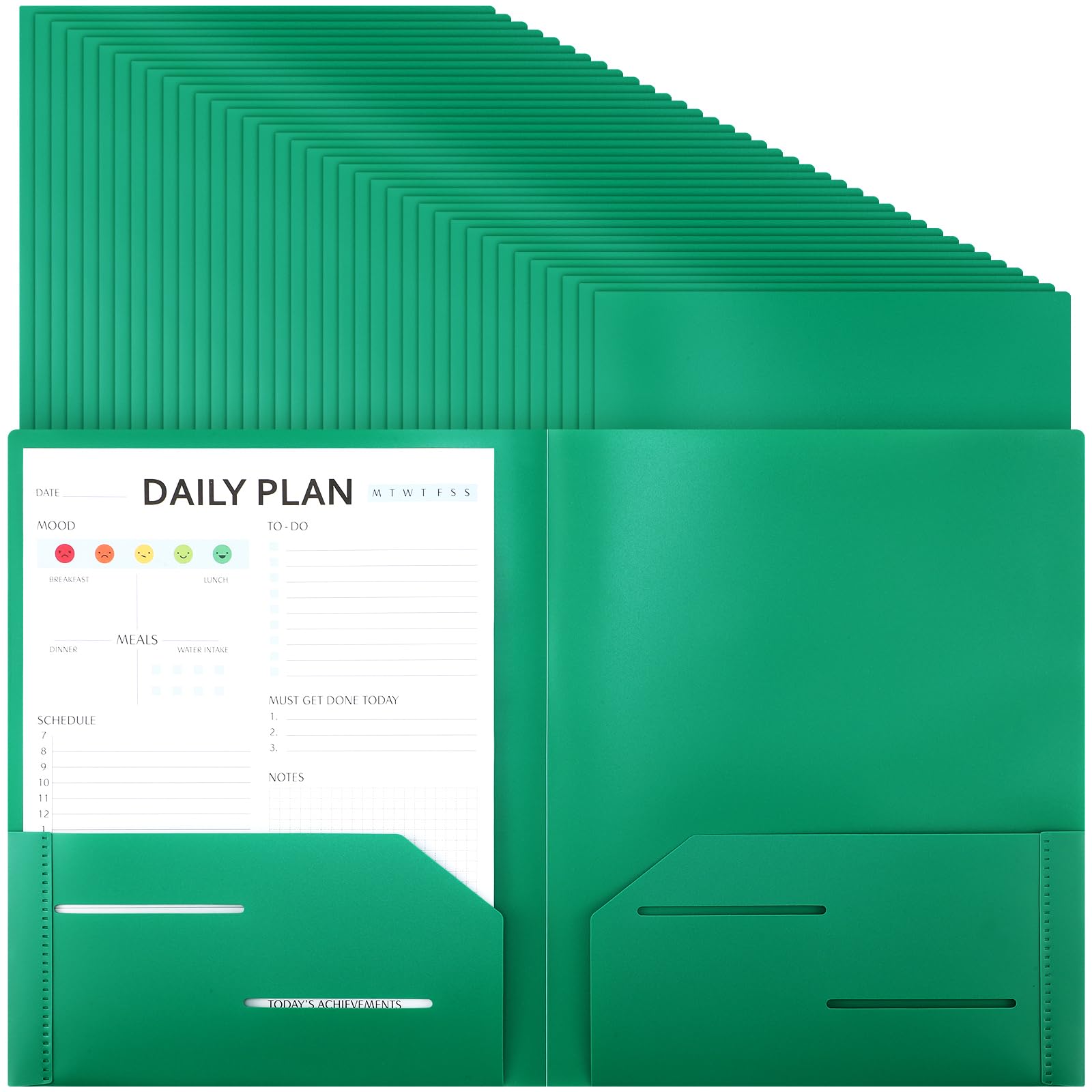 72 Pcs Plastic Folders with 2 Pockets 11.6 x 9.4 Inch Heavy Duty File Folders Colored Pocket Folders Fit Letter Size Paper Bulk for School Office Home Business (Green)