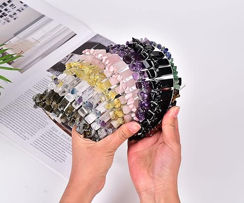 Miniatura 6 de JIC Gem Diadema de cuarzo transparente con corona de cristal de cuarzo crudo, tiara hecha a mano, tocado de piedra natural, para mujeres y niñas